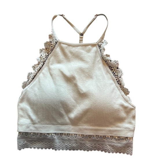 Fornia WOMEN'S CAGED BACK HIGH NECK CROCHET BRALETTE TANK TOP size S/M - Picture 7 of 11